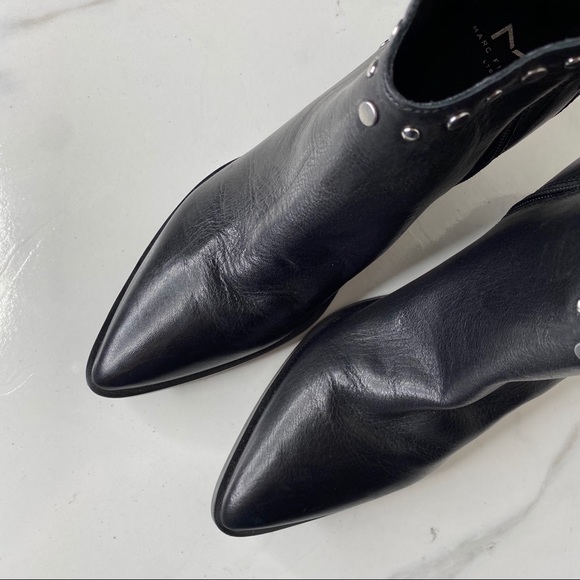 Marc Fisher Black Stud Pointed Toe Booties 7.5 - Picture 5 of 11